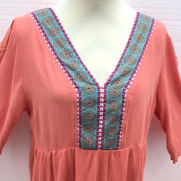 White Mark Boho Babydoll Tunic Top Large - Picture 2 of 7